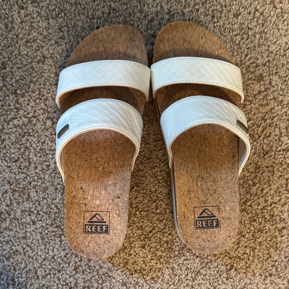 Reef Women's White Cork Slide Sandals